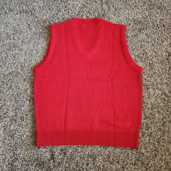 Vintage Plaid Knit Sweater Vest 90s Van Heusen Preppy Grandpa Academia - Picture 5 of 5